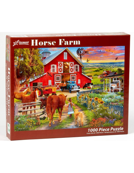 Rompecabezas de Granja Caballos Vermont Christmas 1000 Piezas