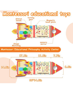 Panel Sensorial Montessori Hdsahdok 3 en 1 para Niños 1-3 Años 2