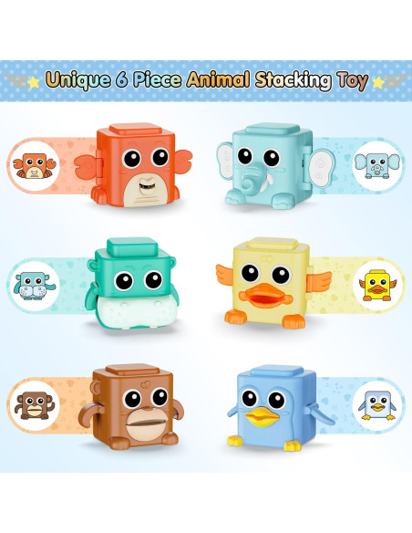 Juego de Juguetes Apilables BASUN 6 en 1 para Bebés 18+ Meses Juego de Juguetes Apilables BASUN 6 en 1 para Bebés 18+ Meses