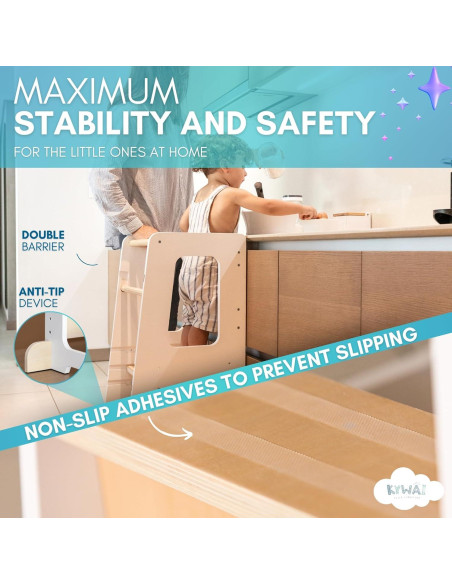Taburete de Cocina KYWAI para Niños Blanco, Altura Ajustable