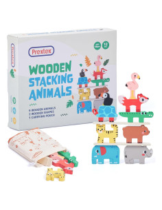 Juguete de Apilamiento de Madera Prextex - Clasificación Montessori 9 Animales