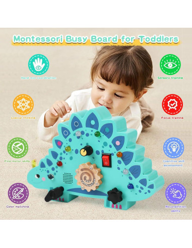 Tablero Ocupado Montessori Verde para Niños 3+ con Luces LED