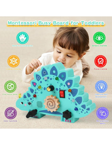 Tablero Ocupado Montessori Verde para Niños 3+ con Luces LED