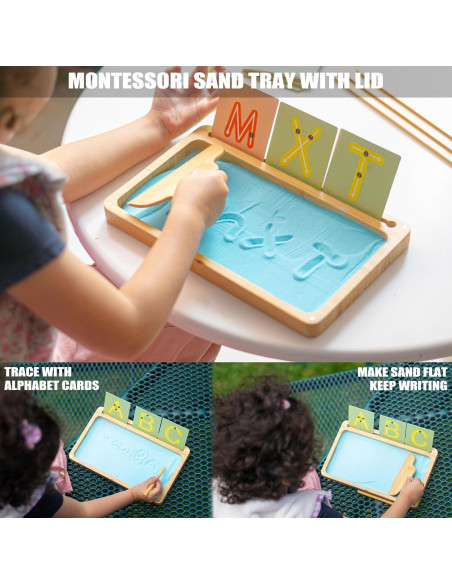 Bandeja de Arena Montessori AtMini con Tapa - Madera 25.4x15.2 cm