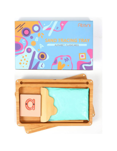 Bandeja de Arena Montessori AtMini con Tapa - Madera 25.4x15.2 cm