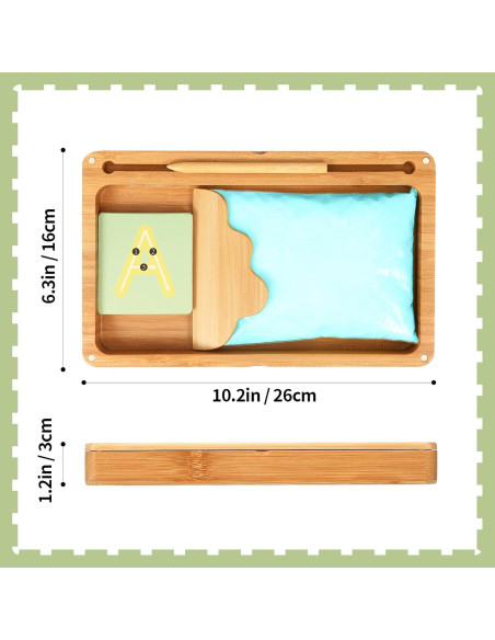 Bandeja de Arena Montessori AtMini con Tapa - Madera 25.4x15.2 cm