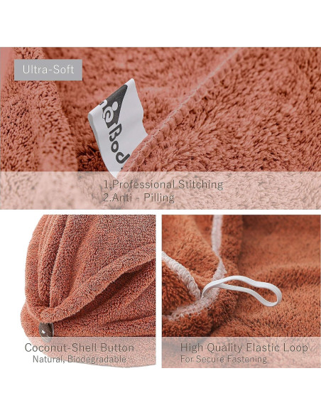 Toalla para el Cabello myHomeBody Turbante Secado Rápido Canela