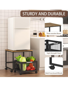 Soporte para Mini Nevera VCGGAIP con Ruedas y Almacenamiento 150L 2