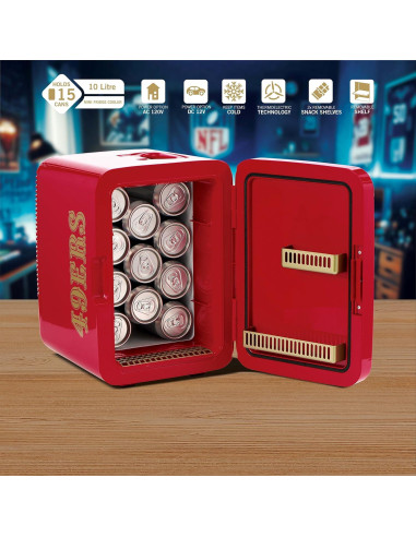 Mini Nevera Portátil Ukonic NFL 49ers 10L - Enfriador 12V/120V