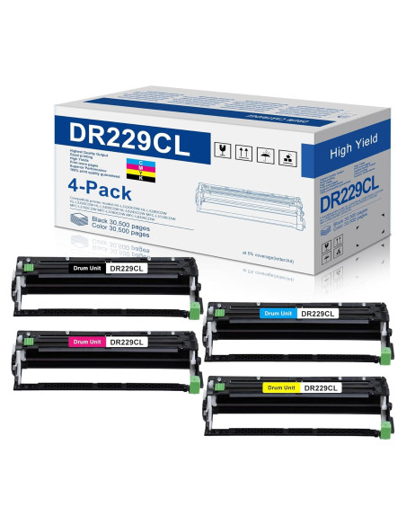 Unidad de tambor DR229CL 4-Pack MOLIMER para Brother