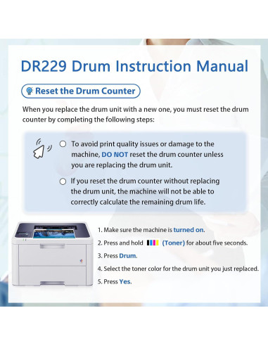 Unidad de tambor DR229CL 4-Pack MOLIMER para Brother