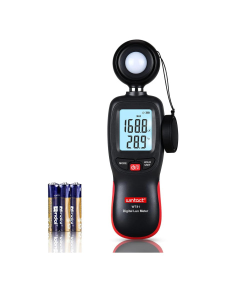 Medidor de Luz Digital Wintact WT81 con Termómetro - 200,000 Lux