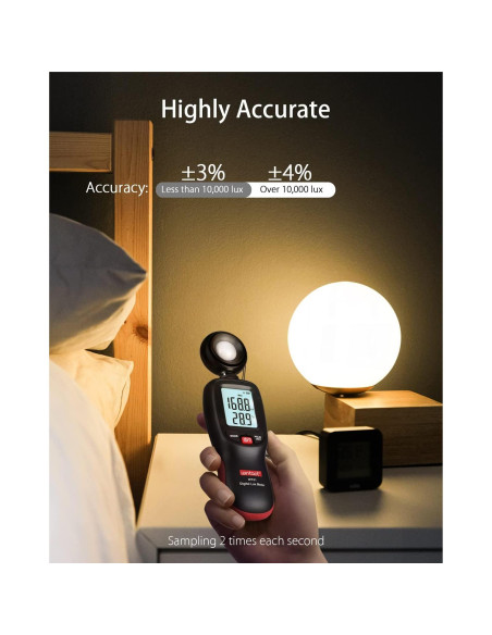 Medidor de Luz Digital Wintact WT81 con Termómetro - 200,000 Lux