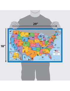 Conjunto de 2 Pósters Laminados Mapa del Mundo y EE. UU. 2