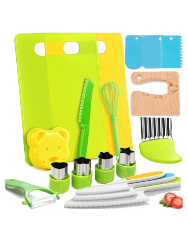 Juego de Cocina Montessori para Niños 17 Piezas - Utensilios Seguros