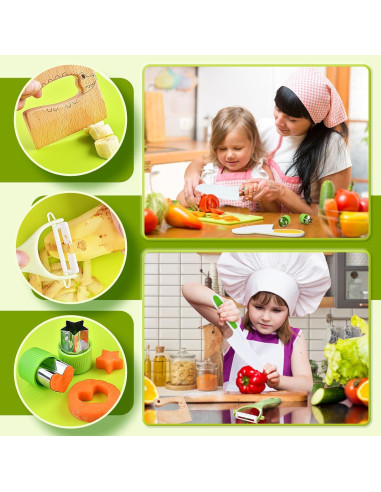 Juego de Cocina Montessori para Niños 17 Piezas - Utensilios Seguros