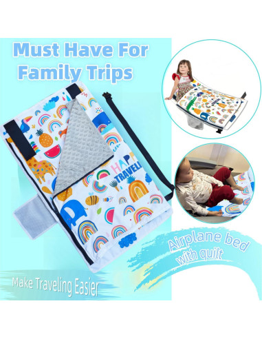 Cama de avión portátil para niños - Extensor de asiento blanco