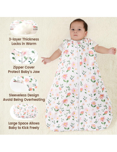Saco de Dormir PHF para Bebés 100% Algodón Floral 18-24 Meses