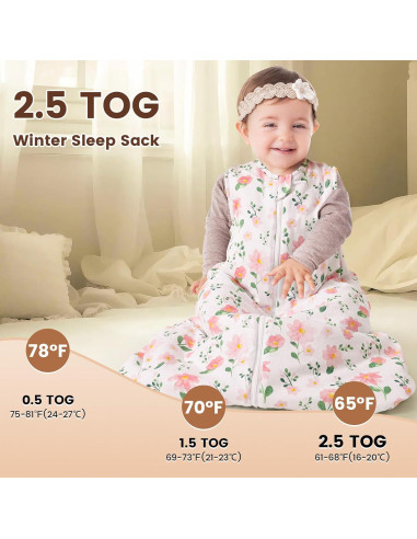 Saco de Dormir PHF para Bebés 100% Algodón Floral 18-24 Meses