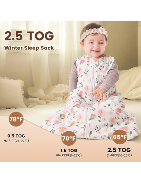 Saco de Dormir PHF para Bebés 100% Algodón Floral 18-24 Meses