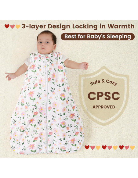 Saco de Dormir PHF para Bebés 100% Algodón Floral 18-24 Meses