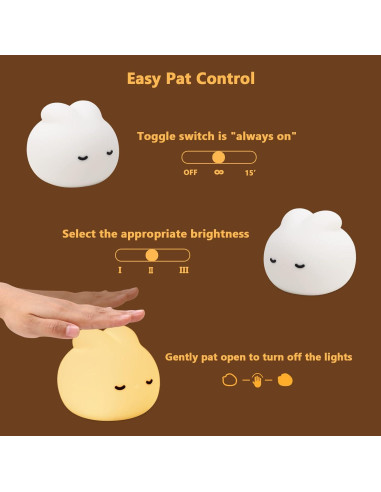 Luz Nocturna Conejo LED POQCCT Recargable USB 3000K