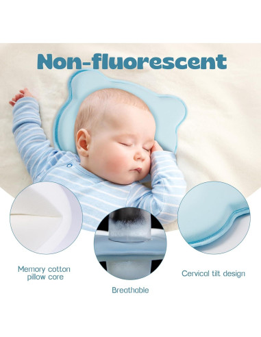 Almohada de Espuma de Memoria TinyTotsJoy para Bebés Oso 24.9x21.8cm