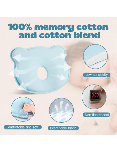 Almohada de Espuma de Memoria TinyTotsJoy para Bebés Oso 24.9x21.8cm