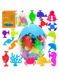 32 Juguetes de Baño Tidesiok con Ventosas para Niños 1-3 Años