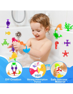 32 Juguetes de Baño Tidesiok con Ventosas para Niños 1-3 Años 2