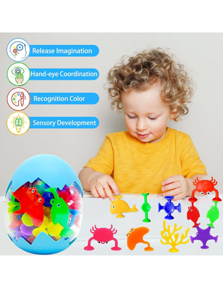 32 Juguetes de Baño Tidesiok con Ventosas para Niños 1-3 Años