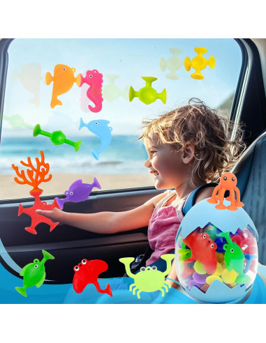 32 Juguetes de Baño Tidesiok con Ventosas para Niños 1-3 Años