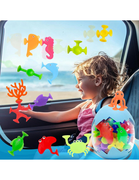 32 Juguetes de Baño Tidesiok con Ventosas para Niños 1-3 Años