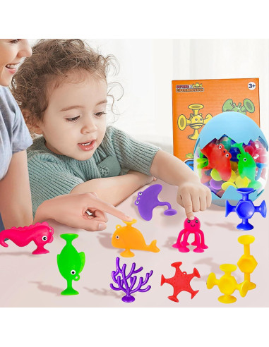 32 Juguetes de Baño Tidesiok con Ventosas para Niños 1-3 Años