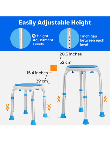 Asiento de Ducha Giratorio 360 Ajustable 6 Alturas - 158.8 kg