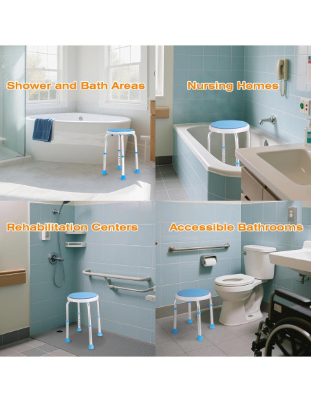 Asiento de Ducha Giratorio 360 Ajustable 6 Alturas - 158.8 kg