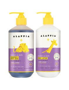 Champú y Gel de Baño Alaffia 473ml + Loción Corporal 473ml - Suave para Bebés y Niños