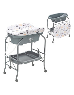 BABY JOY Bañera y Mesa de Cambio Plegable para Bebés Gris