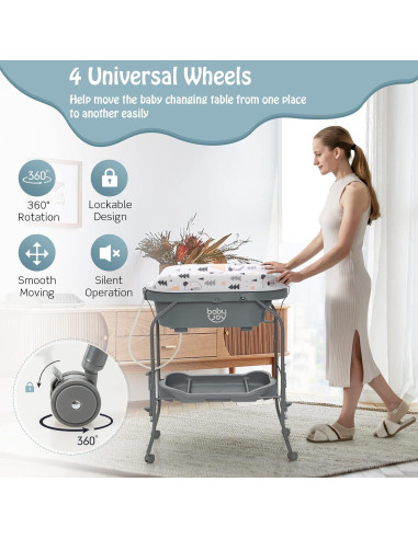 BABY JOY Bañera y Mesa de Cambio Plegable para Bebés Gris