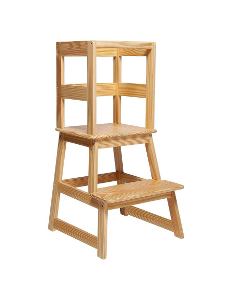 Escalera de Cocina para Niños SDADI Natural con Barandilla Escalera de Cocina para Niños SDADI Natural con Barandilla