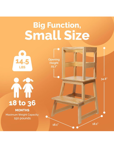 Escalera de Cocina para Niños SDADI Natural con Barandilla