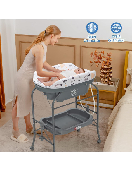 BABY JOY Bañera y Mesa de Cambio Plegable para Bebés Gris BABY JOY Bañera y Mesa de Cambio Plegable para Bebés Gris