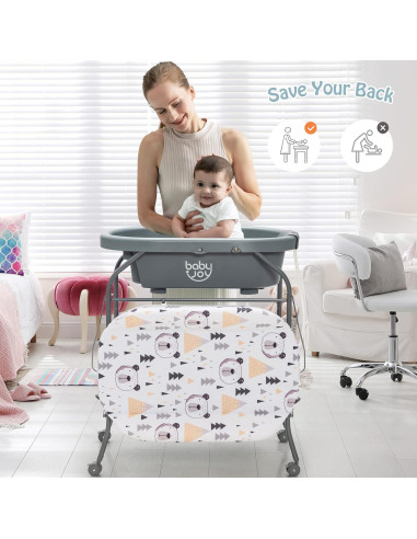 BABY JOY Bañera y Mesa de Cambio Plegable para Bebés Gris