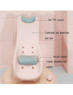 Silla de Champú Ajustable Rosa para Niños 3-10 Años 2