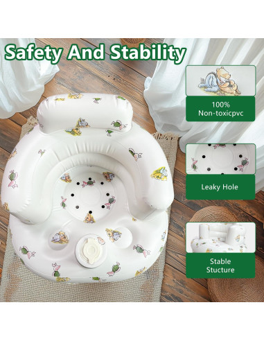 Asiento Inflable para Bebés 3-12 Meses Antideslizante Portátil