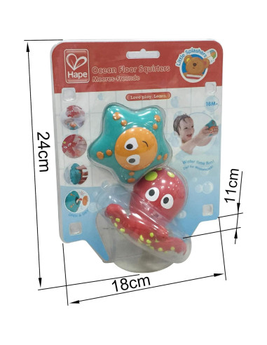 Juguetes de Baño Hape Pulpo y Estrella de Mar Silicona 18cm