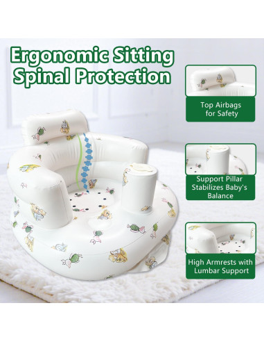 Asiento Inflable para Bebés 3-12 Meses Antideslizante Portátil