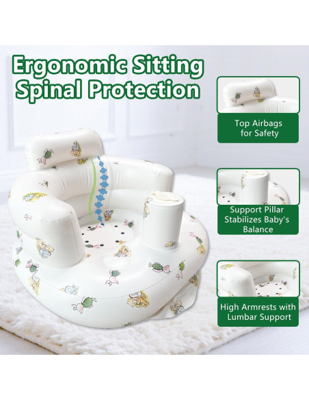 Asiento Inflable para Bebés 3-12 Meses Antideslizante Portátil