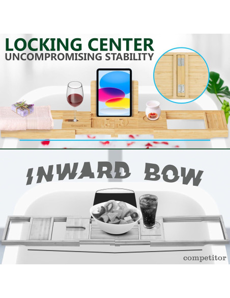 Bandeja de Baño SereneLife de Bambú Ajustable 76-109 cm