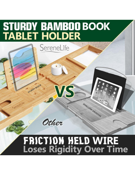 Bandeja de Baño SereneLife de Bambú Ajustable 76-109 cm